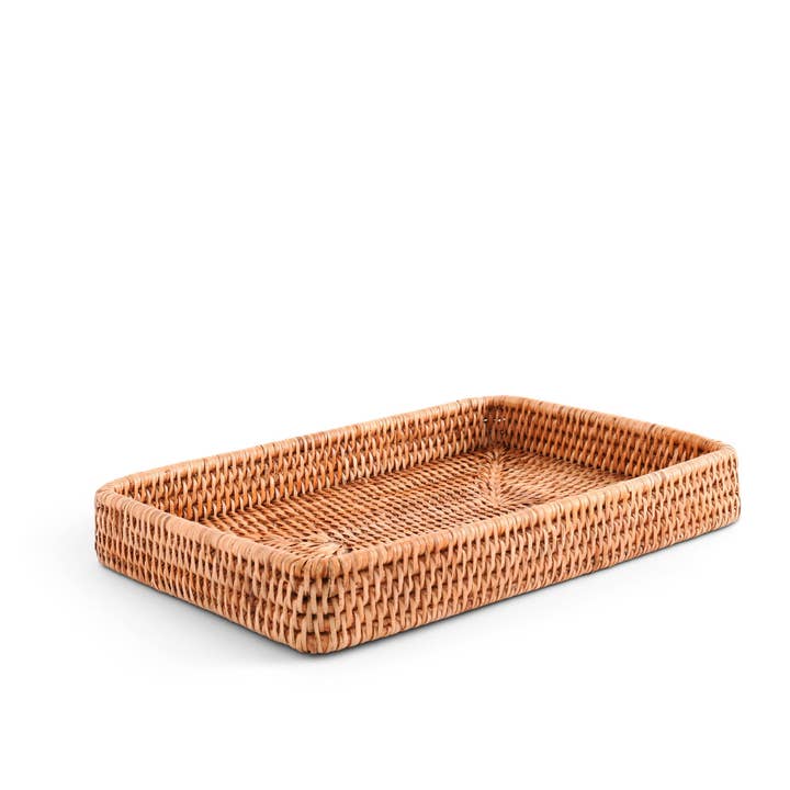 Vagabond House – Bandeja decorativa por atacado – Tabuleiro Catchall Tecido à Mão em Vime Rattan