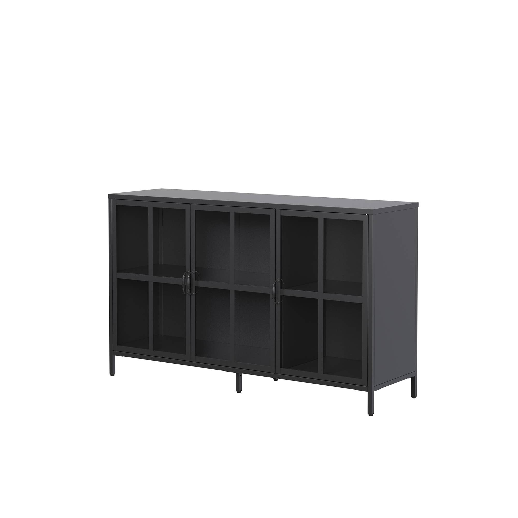 Glamour Home - Wholesale Cabinet - Berlinde 33.52-inch Black Three Door Metal Sideboard2