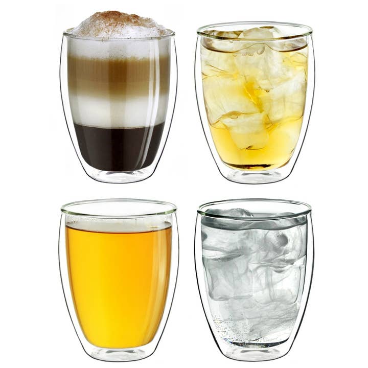 Creano - Venta al por mayor Taza de café/té - Vaso térmico, alto, set de 4, 400 ml