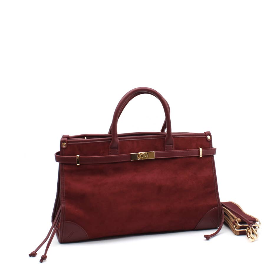 Vimoda – Engroshandel Taske med håndtag – til kvinder – Stor shopper-taske i ruskind med bælte1