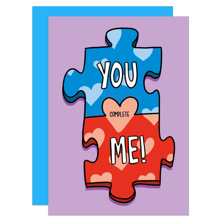 Biglietto formato A6 «You Complete Me Jigsaw Pun» per la vendita all'ingrosso da parte di TeePee Creations