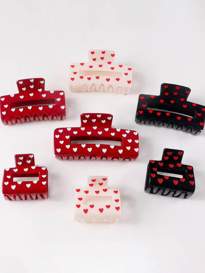 Minimalist Heart Print Color Block Hair Claw DP25H772 for wholesale by Dipped Shop