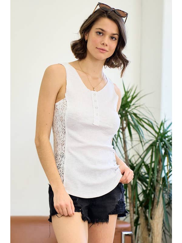 Doe and Rae - Wholesale Tank Top - Women's - Henley Tank Top - 15070T