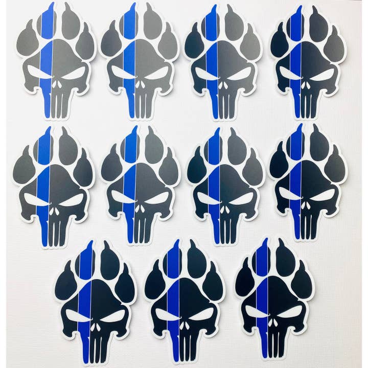 Otto's Grotto - Wholesale Sticker - K9 Police Punisher Pawprint Sticker, Sticker for Police K91