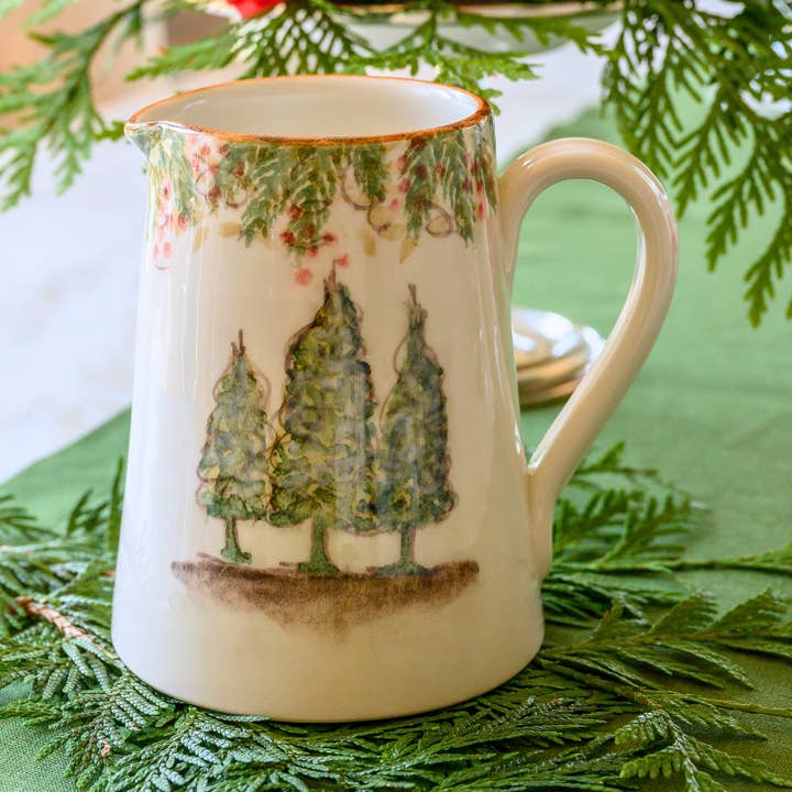 Natale Piccolo Pitcher - Holiday/Christmas for wholesale by Arte Italica & Crown Linen Designs
