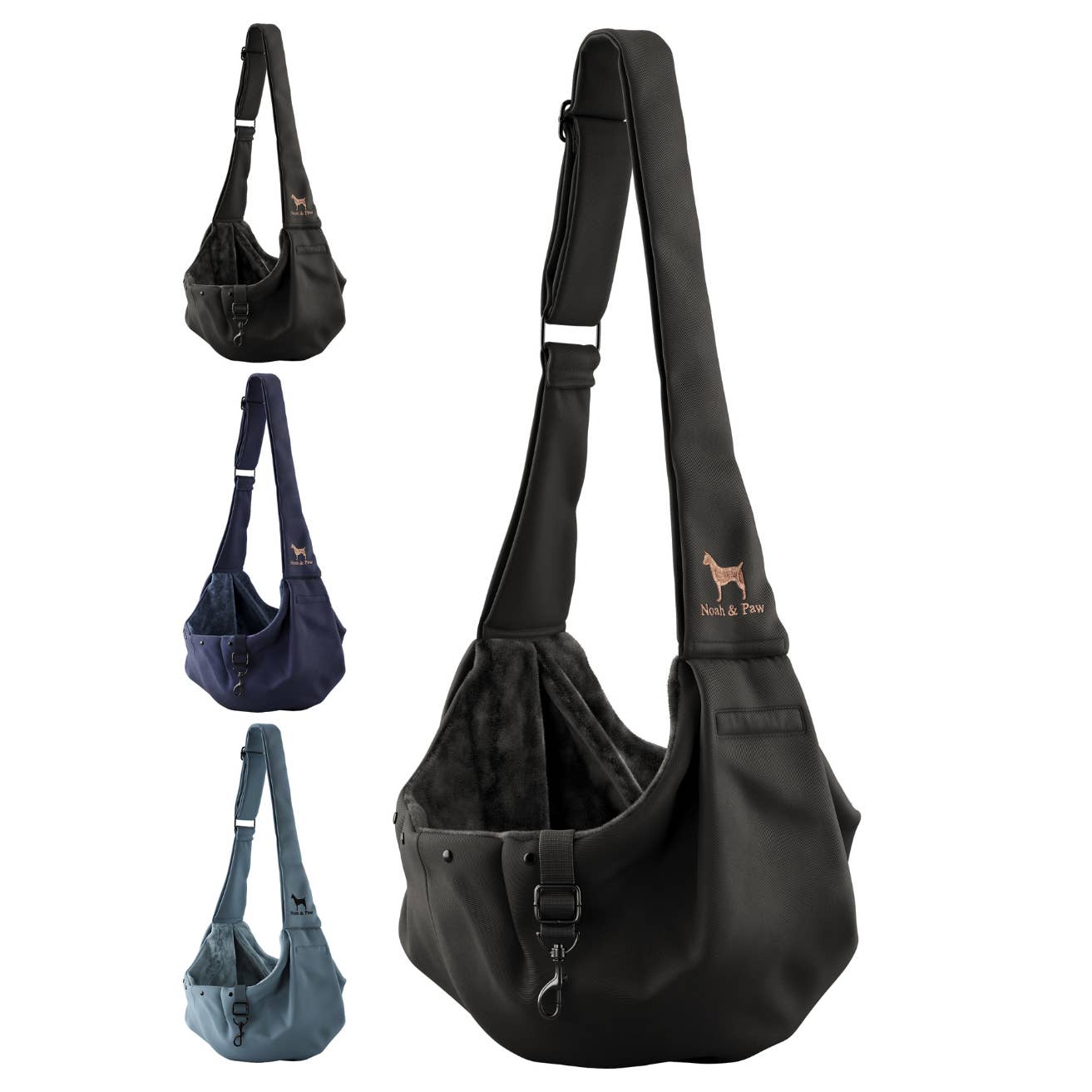 NOAH AND PAW LLC - Wholesale Pet Carrier - Cat/Dog - Premium Twill Pet sling Carrier, Snap Style, Black