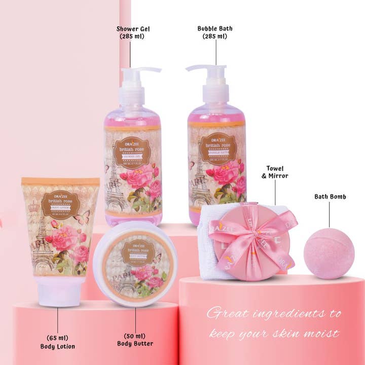 Matashi - Wholesale Bath & Body Set - Luxury 8-Pc Rose Spa Holiday & Birthday Gift Set for Women