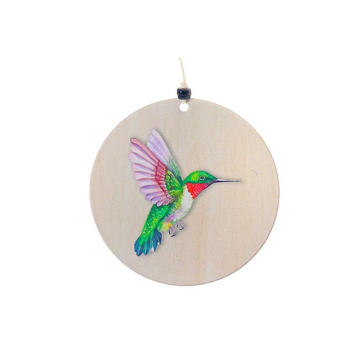 Multi 30" Round Natural Wind Chime Hummingbird for wholesale on Faire