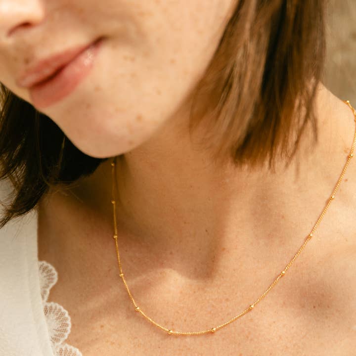 Gold Plated Beads Chain Necklace for wholesale by Subalian Jewelry