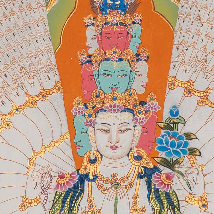 Lucky Thanka - Wholesale Tapestry/textile - Hand-Painted Thousand-Armed Chenrezig Thangka2