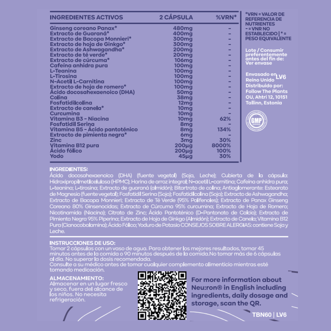 bionobo – Großhandel Nahrungsergänzungsmittel/Vitamin zum Einnehmen – neur:on® | Nootropika zur Förderung der Gehirnleistung (60 Kapseln)1