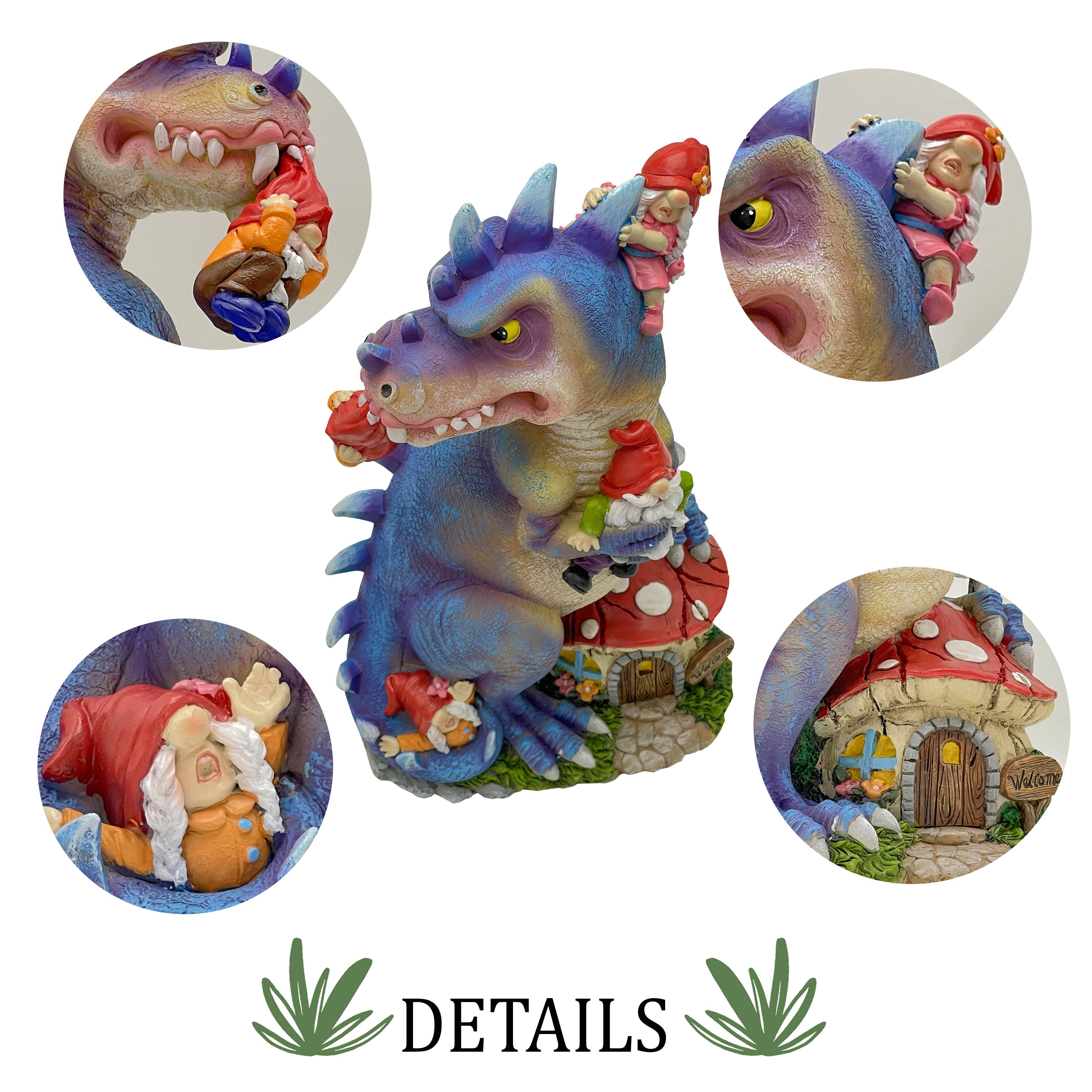 By Mark & Margot – Engroshandel Havenisse – Dinosaur Swinging Gnomes Statue Lilla med Stempelnisse - AF MARK & MARGOT - GRATIS FRAGT!6