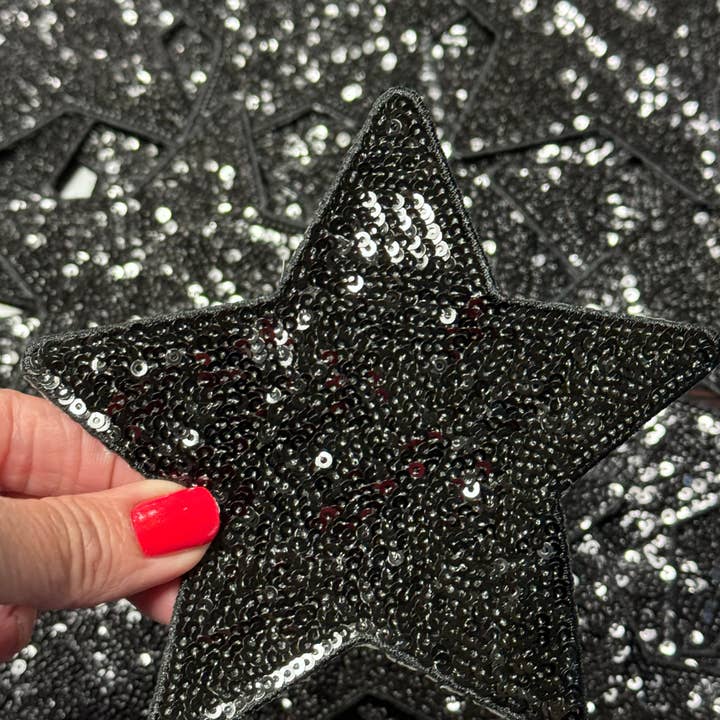 sequinandstiches - Wholesale Patch - Star Patch, Sequin Star Patch, Black 5" Sequin Star Patch, Iron on Patch, DIY, Trucker Hat Patch, Preppy Patch Trendy Patch Patch, Sequin Star