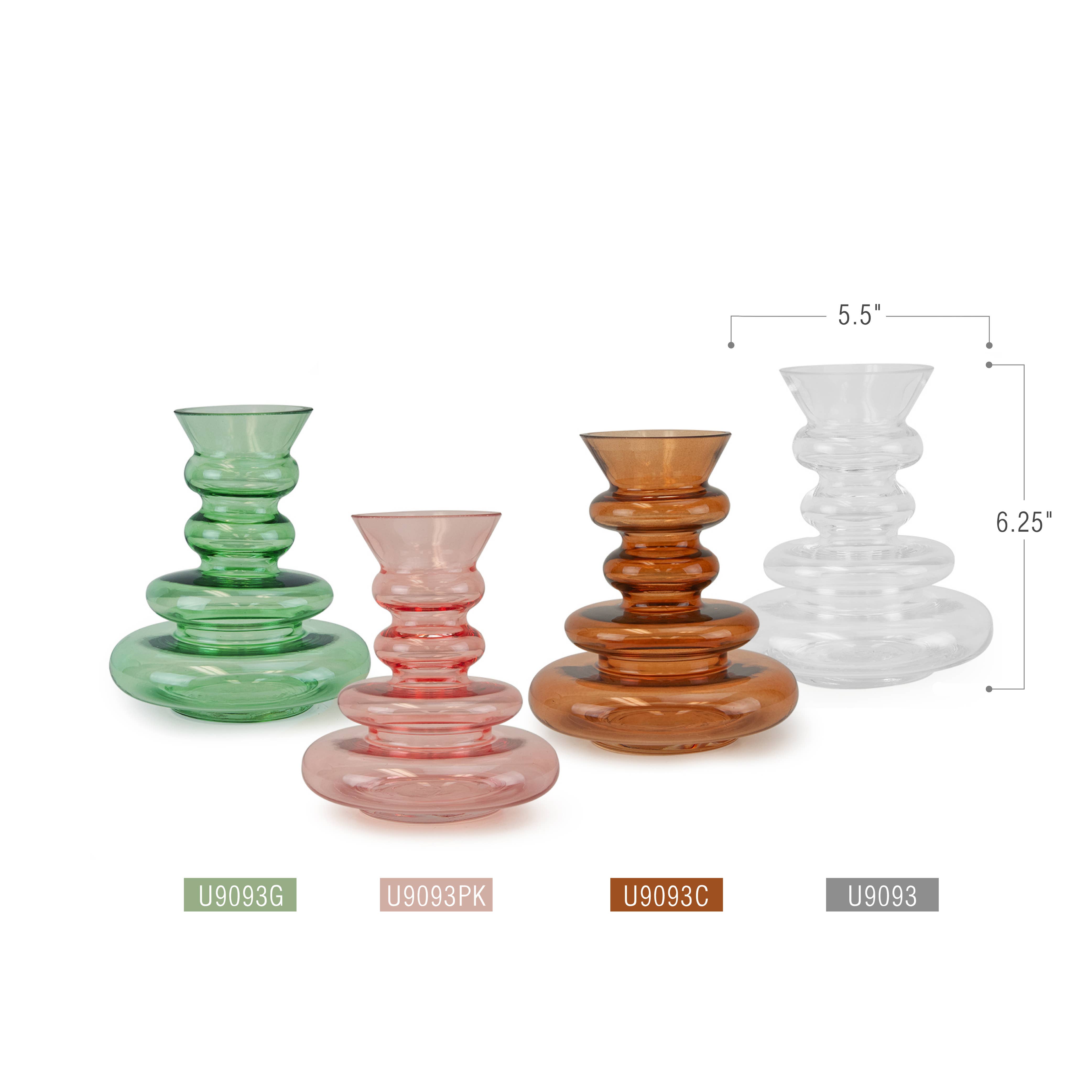 Galore Home - Wholesale Vase - Organic Bud Glass Vase (H-6.25" x D-5.5")5