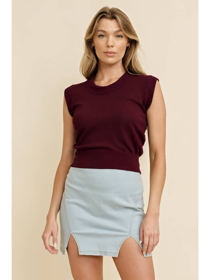 Cloud Ten - Wholesale Knit Sweater - Women's - CSW9821 - Women's Rib Neck Knit Sweater