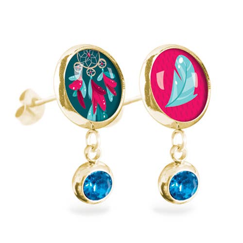 Rosie Dream Catcher/Feather, goldfarben für den Großhandel von Les Minis d'Emilie Fiala