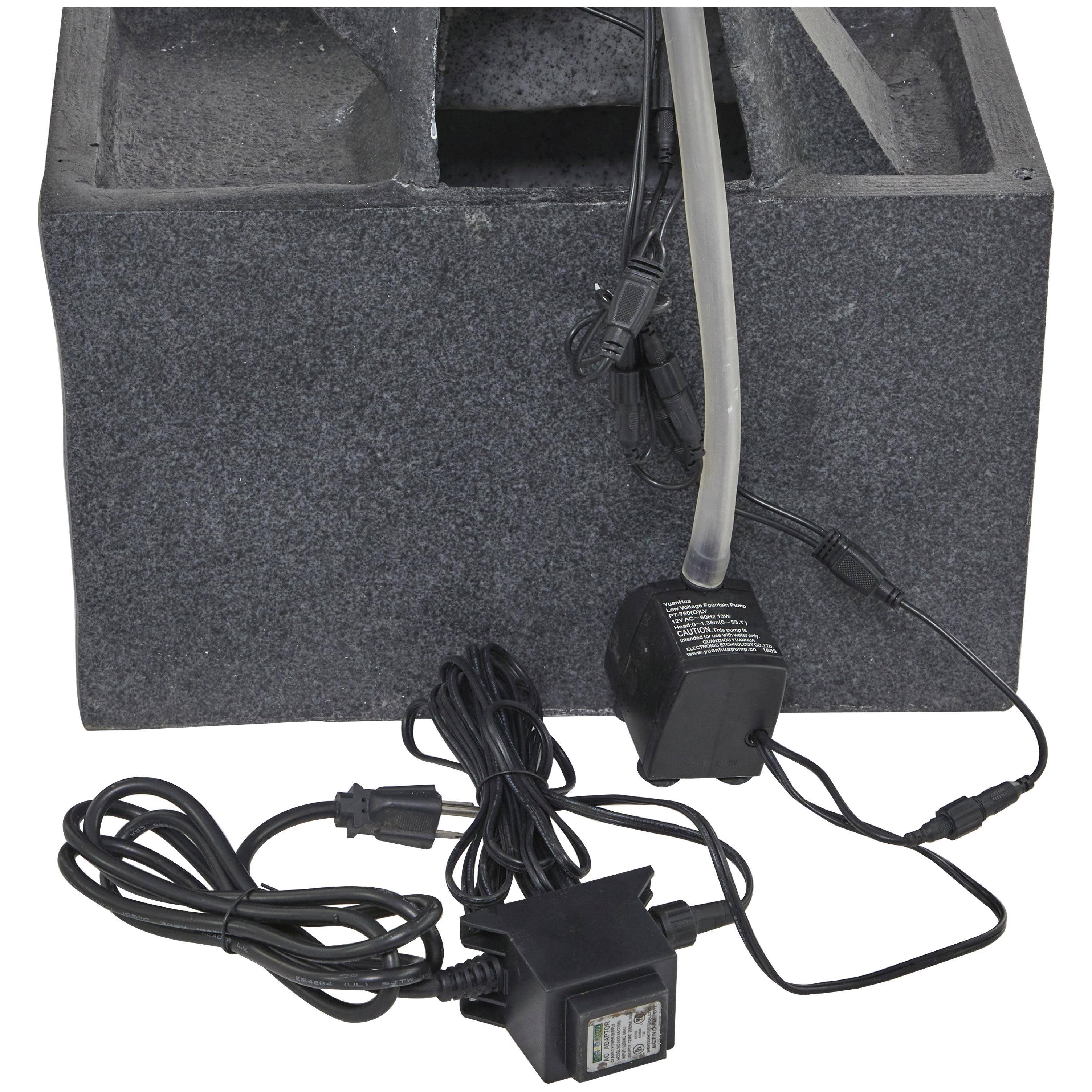 Import Corner - Wholesale Outdoor Ornament/Decor - A-22932: FIBERCLAY WATER FOUNTAIN WITH LED LGHTS 16"W, 43"H6