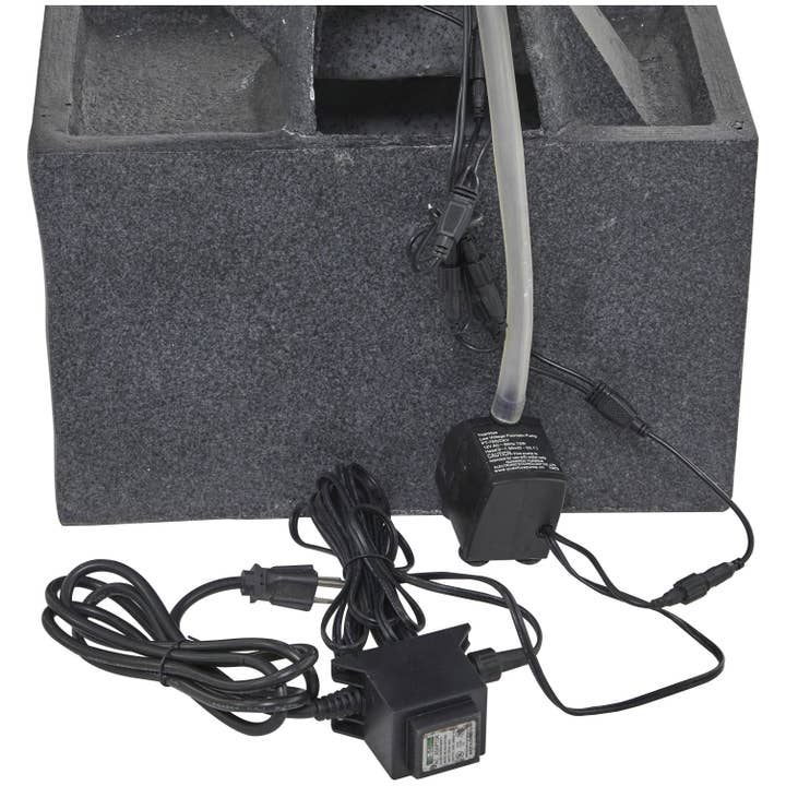 Import Corner - Wholesale Outdoor Ornament/Decor - A-22932: FIBERCLAY WATER FOUNTAIN WITH LED LGHTS 16"W, 43"H6