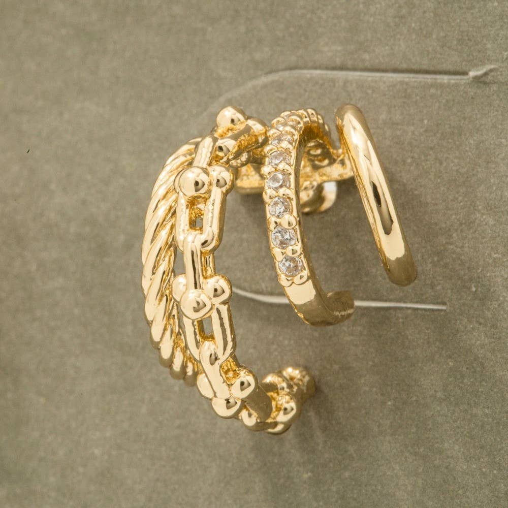 Fame Accessories - Wholesale Oorringen - Assorti Mini Vierlijnige Hoepeloorbellen2