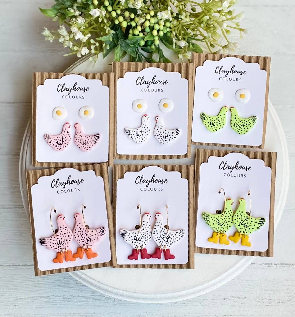 Clayhouse Colours - Wholesale Stud/Post Earrings - Chicken & Eggs Stud Earrings3