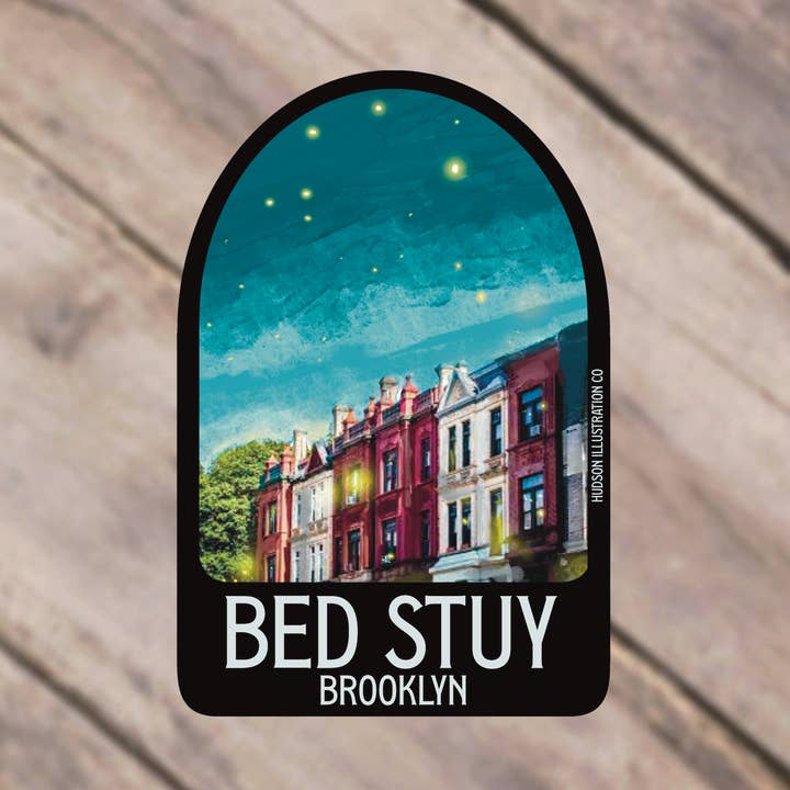 Bedford-Stuyvesant Brooklyn - Sticker/magneet/druk/ansichtkaart voor wholesale door Hudson Illustration Co - About Town Co