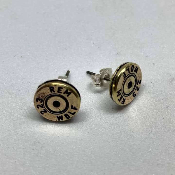 Vermont Cut Coins & 2nd Shot Round - Wholesale Stud/Post Earrings - Bullet Earring Studs - Many Calibers - .223 .45 9mm 30-06