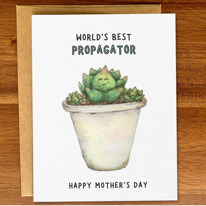 Kort för mors dag med suckulentväxt, Gulligt kort till växtmamma, A2 för wholesale av Pink Hill Press