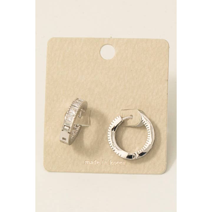 Fame Accessories - Wholesale Hoop Earrings - Square Pave Hinge Hoop Earrings4