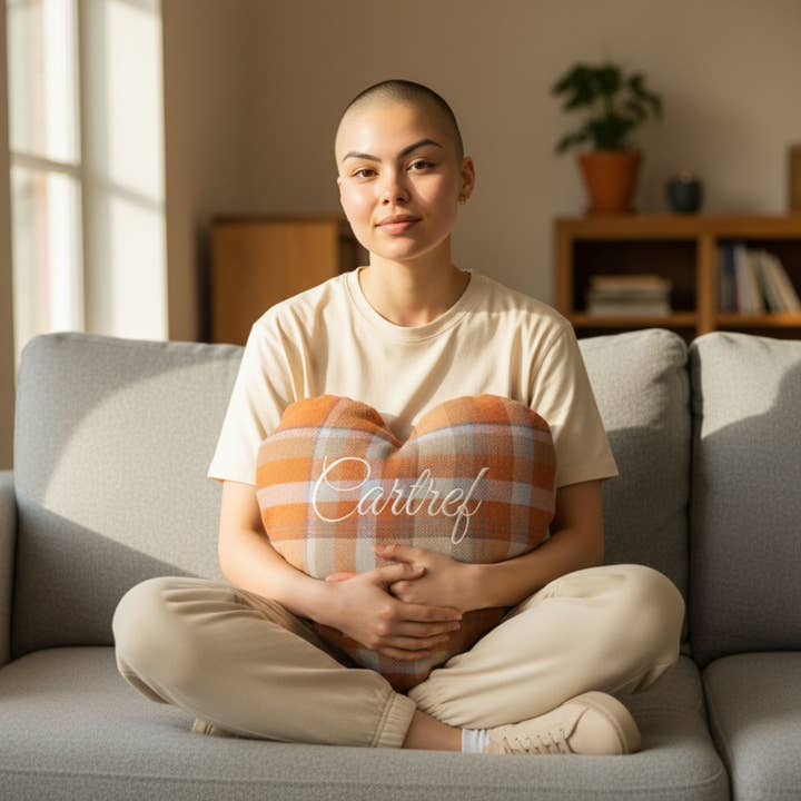 Orange Heart Shaped Wool touch Embroidered cushions for wholesale by Moose & Co