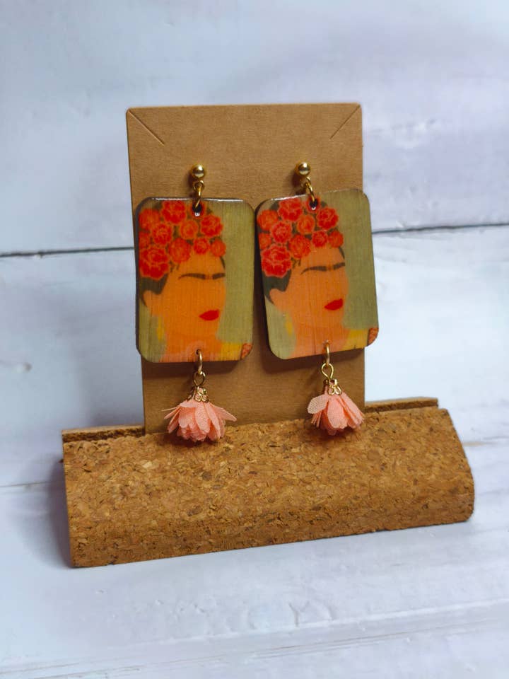 Frida Kahlo Oorbellen Houtlijn voor wholesale door fimminà sicily boutique