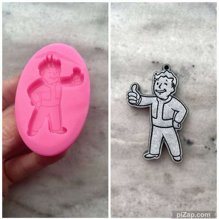 Vault Boy Keychain, Silicone Mould, Fallout, for wholesale by EllaRaeMouldsVinyls