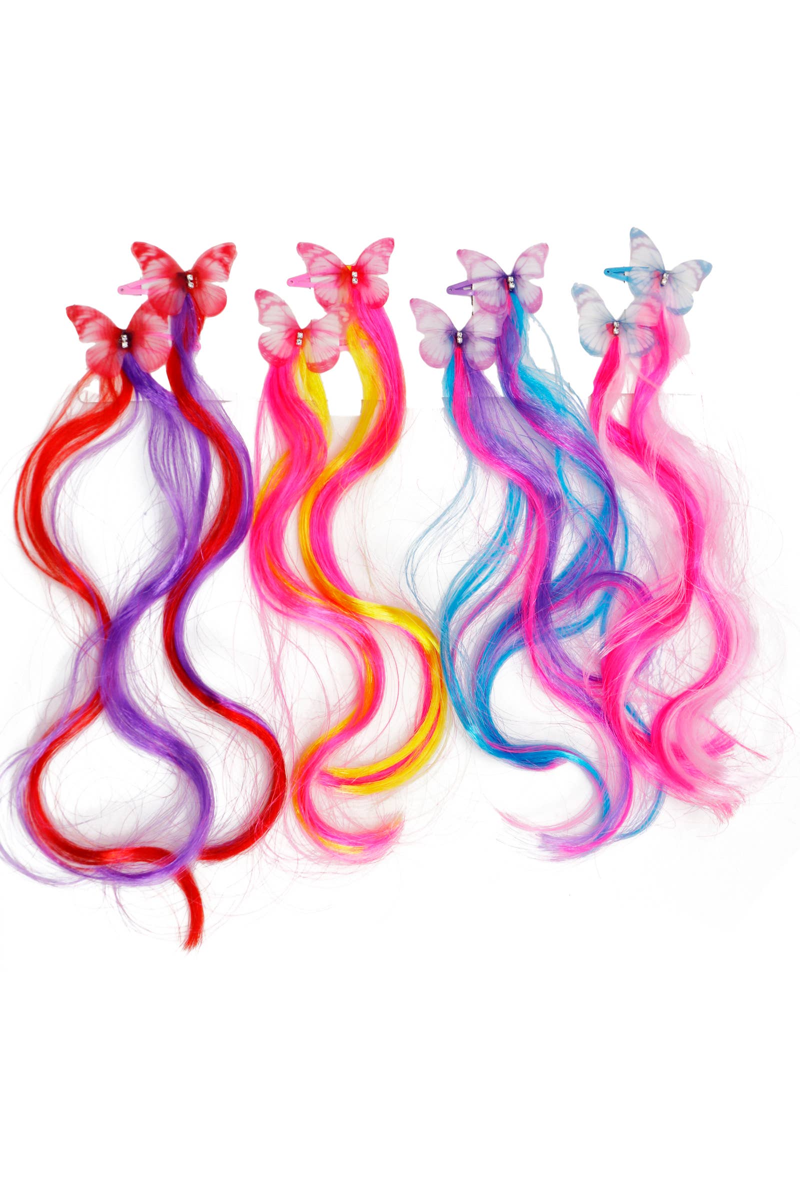 Cap Zone - Wholesale Hair Accessories Set - Women's - Butterfly Colorful Curly Hair Extension Snap Clip1