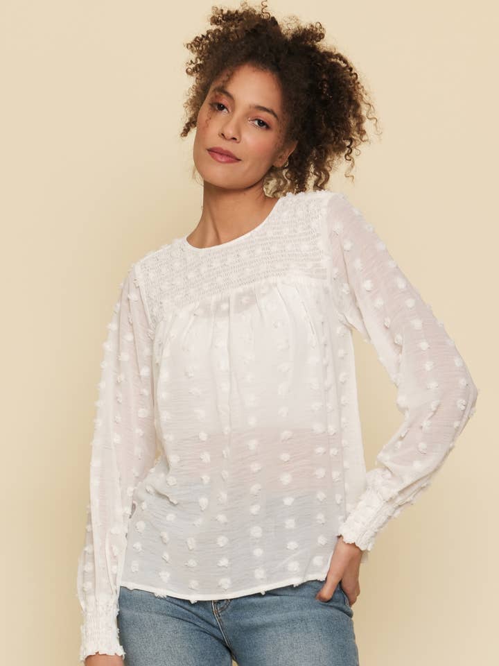 55405 Top met smocktextuur voor wholesale door Mystree