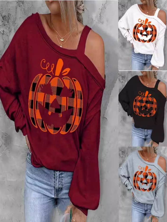 SALINA TRADING INC - Wholesale Graphic Sweatshirt - Women's - Halloween Women Cool Shoulder Sweatshirt with 3D Effect14