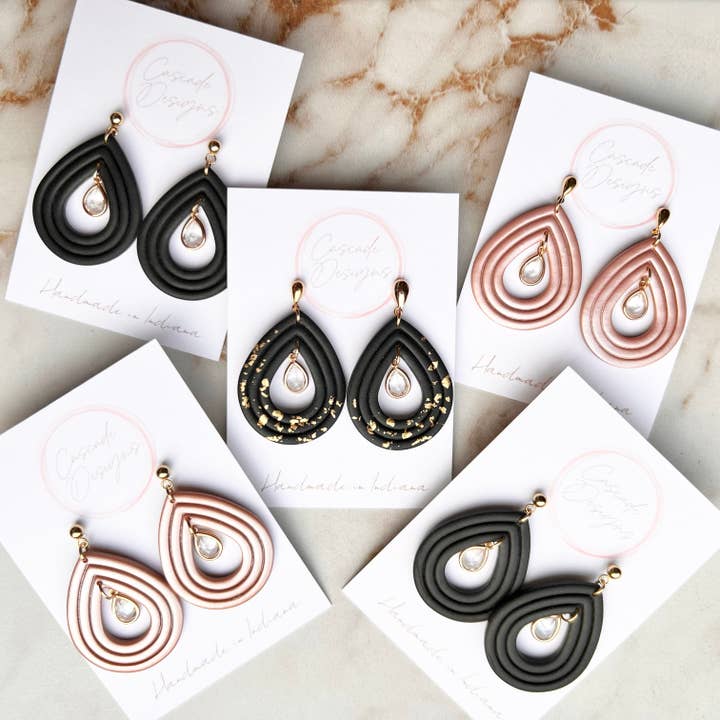 The Penelope | Crystal Drop Clay Earrings for wholesale by Cascade Designs