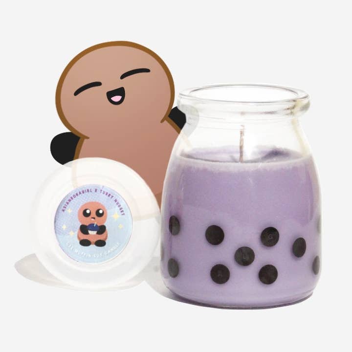 Tubby's Ube Muffin Candle for wholesale by Asian Boba Girl
