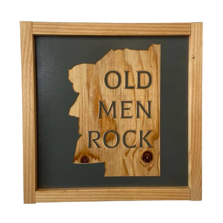 Old Men Rock Framed Wood Sign- Old Man Of The Mountain Decor for wholesale by Windsor Lane Handmade Decor & More