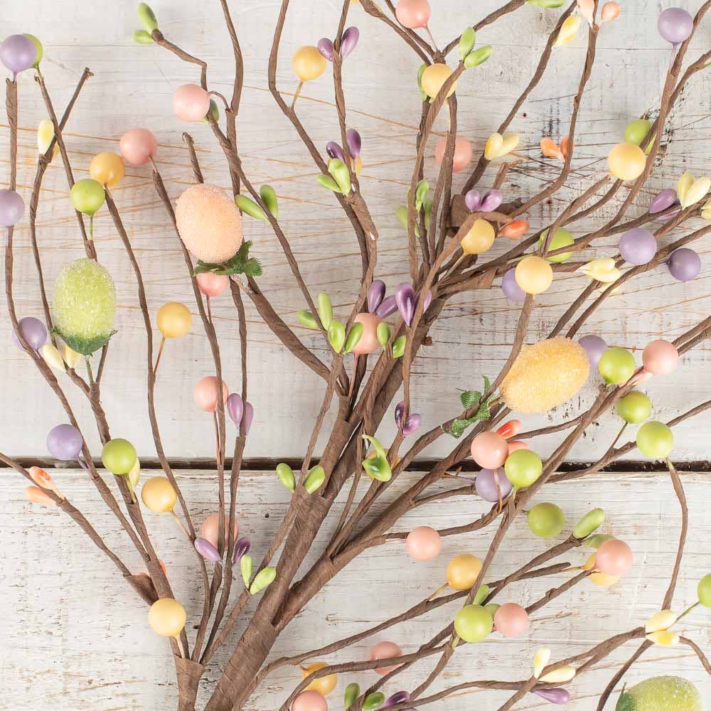 Factory Direct Craft - Vendita all'ingrosso Fiori finti - Ramo di Uova di Pasqua Zuccherate e Bacche da 27"1