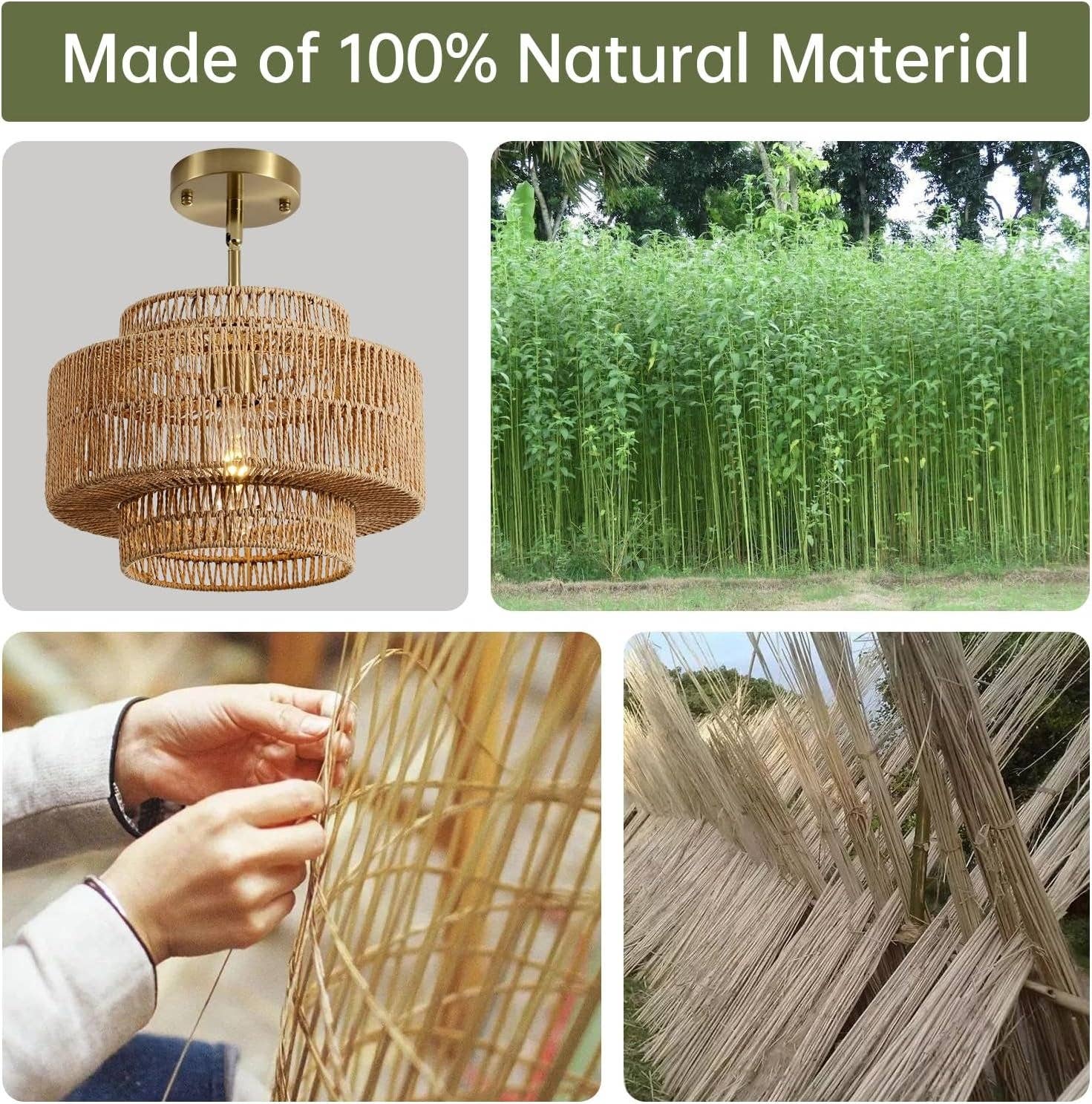 ShipItFurniture - Wholesale Chandelier/Hanging Light - Boho Rattan Chandelier Handwoven Pendant Light Natural1