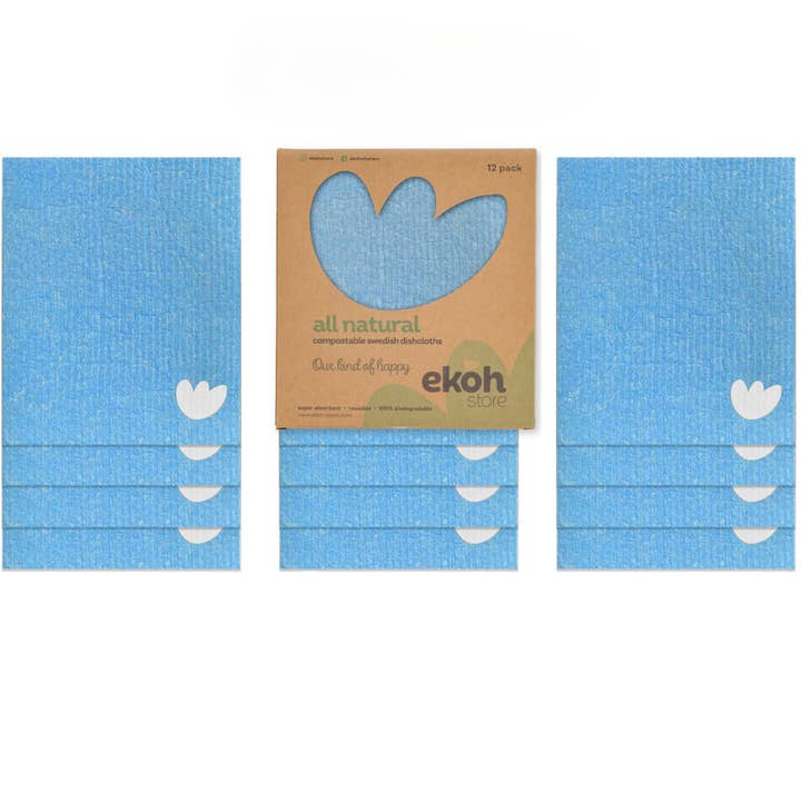 Swedish Spül- und Reinigungstücher, wiederverwendbar, Blau, 12er-Pack für den Großhandel von EKOH