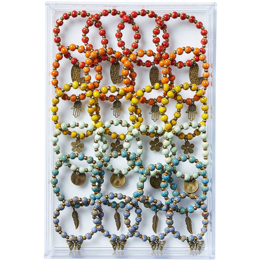 Hadley Wren - Wholesale Beaded Bracelet - Clay Charms Mixed 24 Pack2