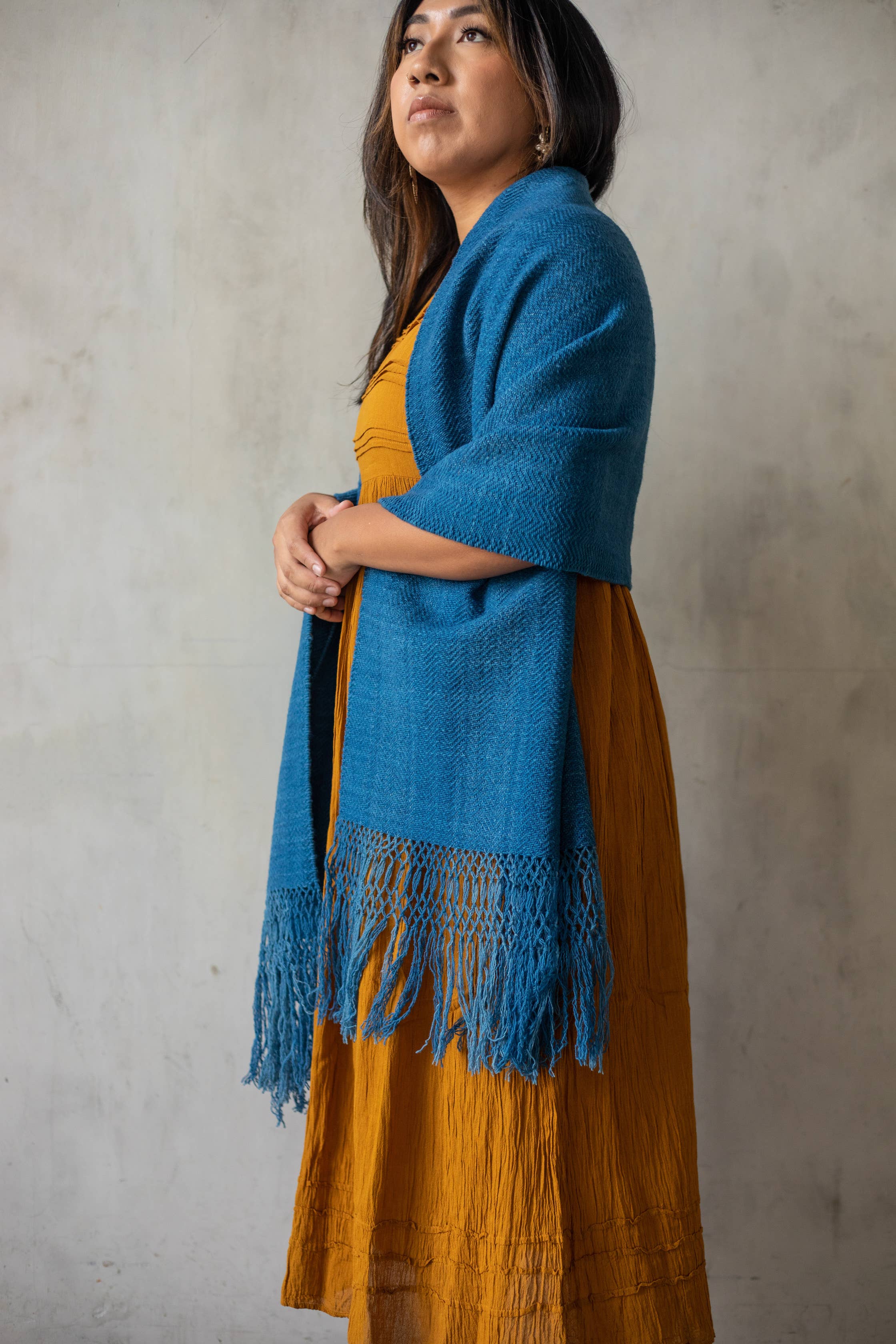 The Zapotec Weavers - Wholesale Wrap - Women's - Zapotec Wool Rebozo/Shawl, Indigo Dye1