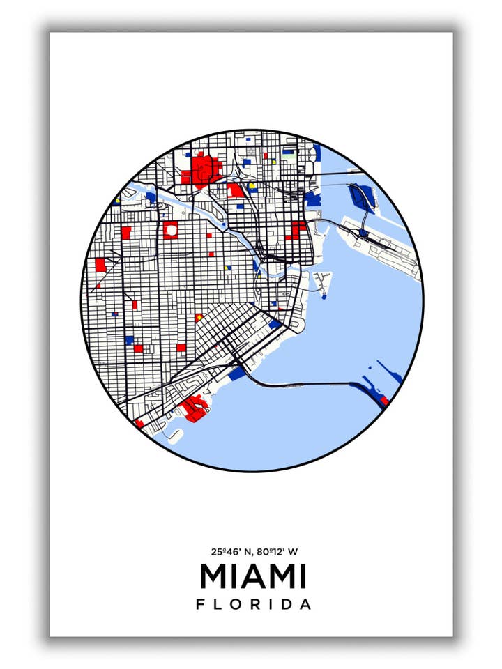 Map of Miami Florida 1 for wholesale by Stanley Print House