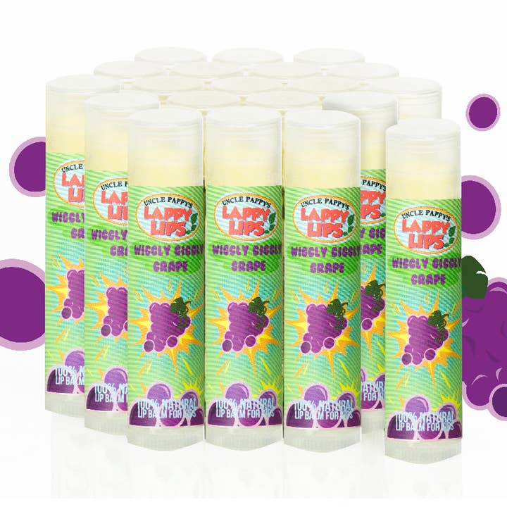 Just Bee – Großhandel Lippenbalsam – Wiggly Giggly Grape - Lappy Lips - Kinder Lippenbalsam0