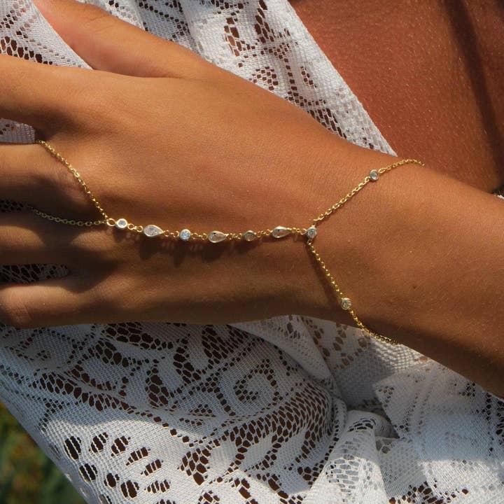 Selen Jewels - Wholesale Link & Chain Bracelet - Pear Diamond Hand Chain1