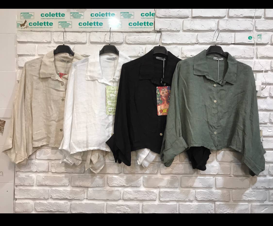 la maison des fibres naturelles - Wholesale Button Down Shirt - Women's - Linen crop shirt 83263 100% linen32