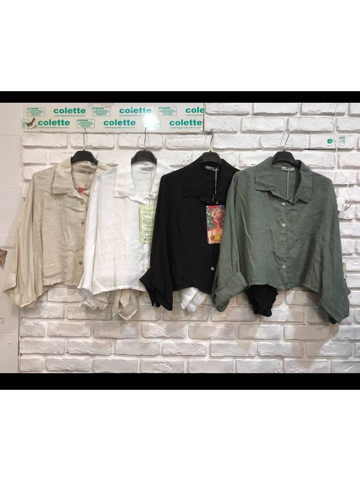 la maison des fibres naturelles - Wholesale Button Down Shirt - Women's - Linen crop shirt 83263 100% linen32