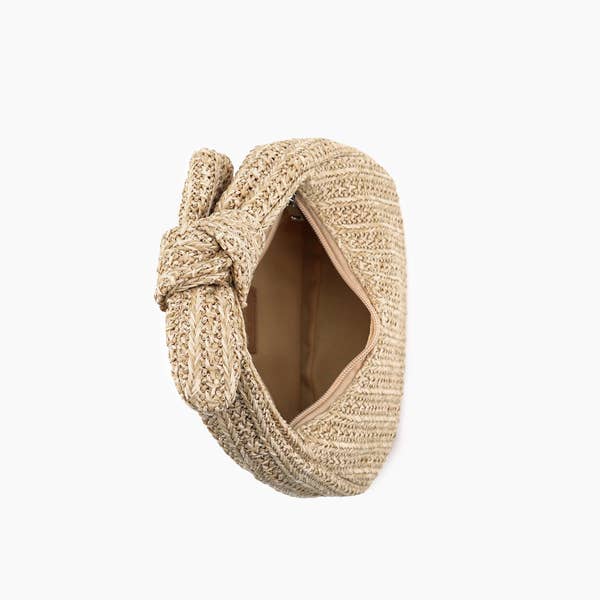 Tan Aimee Mini Straw Top Handle Bag for wholesale on Faire