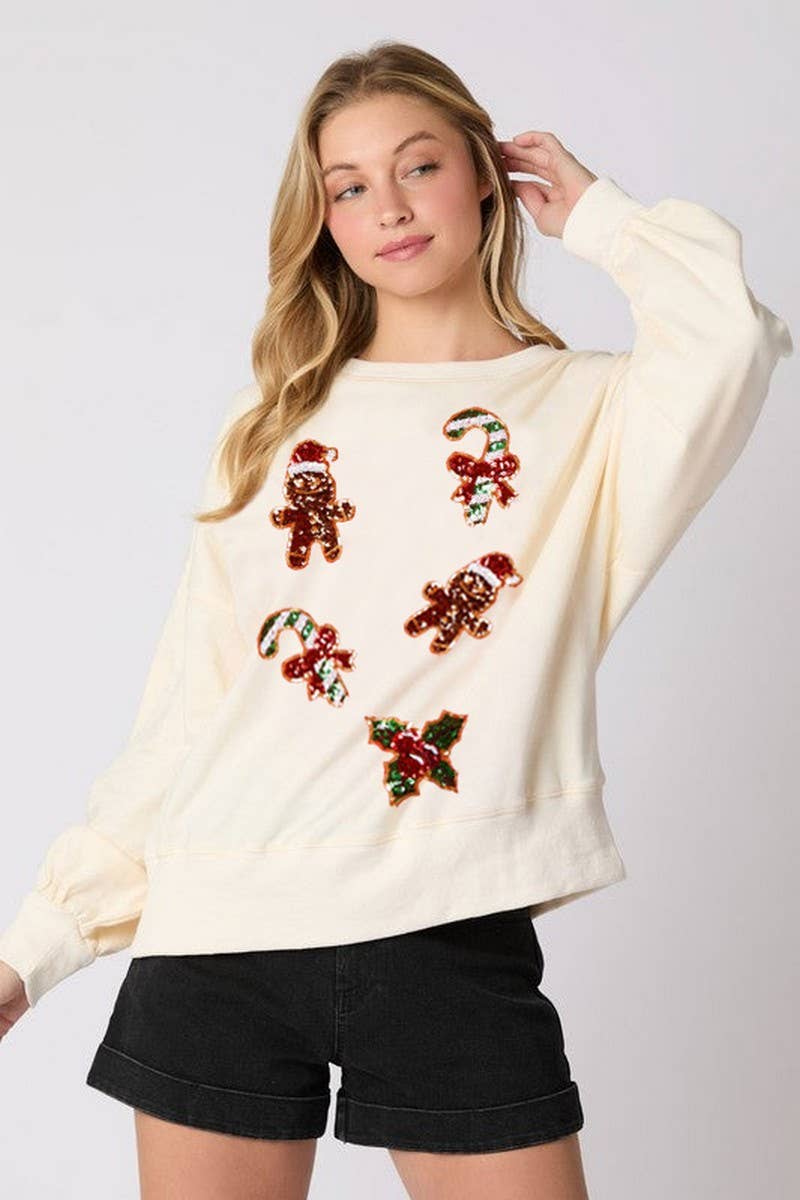 NINEXIS - Wholesale Blouse - Women's - CWTBLL01238_SEQUIN GINGERBREAD MAN CHRISTMAS SWEATSHIRT6