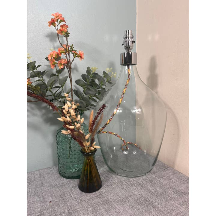 Chromen Top Geblazen Gerecycleerde Glazen Lamp 44cm voor wholesale door Jarapa